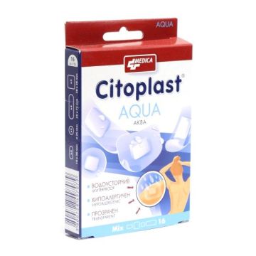 Medica Citoplast Aqua Mix Прозрачни пластири за малки повърхностни рани Два размера х16 броя