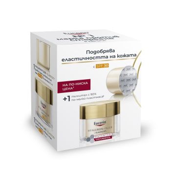 Eucerin Hyaluron-Filler + Elasticity Комплект за лице Дневен крем и Пълнител, SPF30 2x50 мл