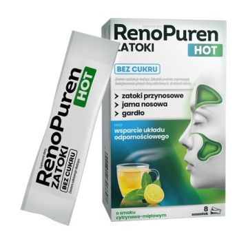 RenoPuren Sinuses Hot за синуси, нос и гърло, без захар х8 сашета Aflofarm