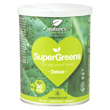 SuperGreens Detox Зелен микс срещу натрупване на мазнини, био х150 г Nature's Finest