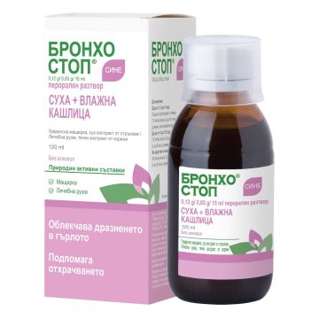 БронхоСтоп Сине Сироп за деца при суха и влажна кашлица х120 мл Kwizda Pharma