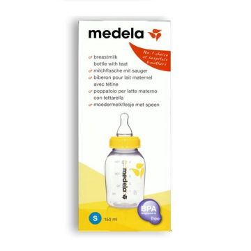 Medela Шише за хранене с биберон с бавен поток , размер S x150 мл - 200.0598