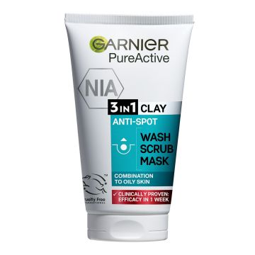 Garnier Pure Active 3 in 1 Clay Почистващ гел за лице x150 мл