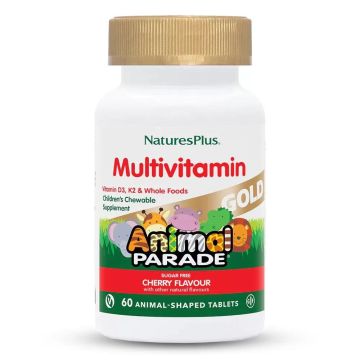 Мултивитамини за деца с пробиотик Череша x60 дъвчащи таблетки, Animal Parade