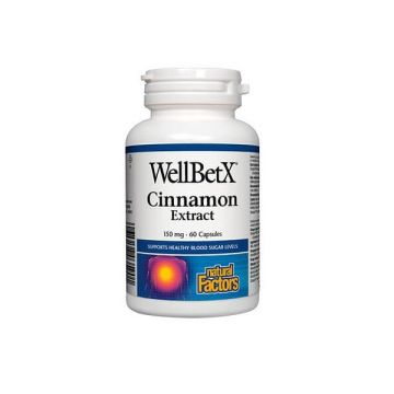 WellBetX Канела за нормална кръвна захар 15 0мг х60 капсули Natural Factors