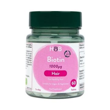 Биотин за здрава коса 1000мкг х60 таблетки Holland & Barrett
