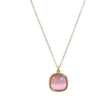 Farma Bijoux Колие с естествен розов кварц с 18К златно покритие
