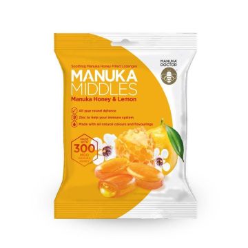 Manuka Middles Бонбони за смучене с мед от манука, цинк и лимон х15 броя