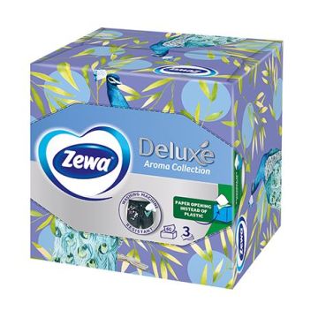 Zewa Deluxe Aroma Collection Хартиени кърпички в кутия с аромат на лайка x60 броя