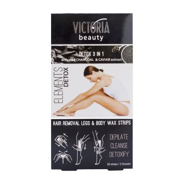 Victoria Beauty Elements Detox 3in1 Депилиращи ленти за тяло 3в1 с активен въглен х10 броя