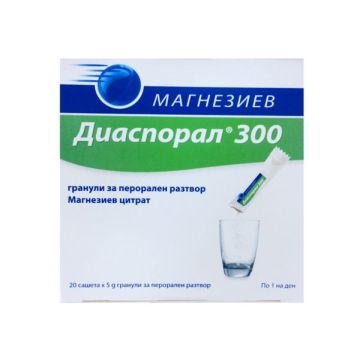 Магнезиев Диаспорал при дефицит на магнезий 300 мг х20 сашета Protina