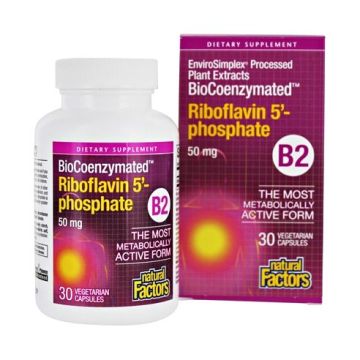 BioCoenzymated Riboflavin 5 Phosphate Витамин В2 50 мг х 30 V-капсули Natural Factors