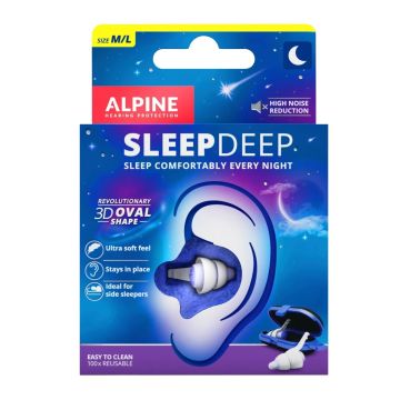 Alpine SleepDeep Тапи за уши за по-добър сън, размер M/L х1 чифт