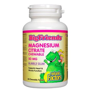 Магнезий (цитрат) за деца, с вкус на дъвка 50 mg х60 дъвчащи таблетки Natural Factors