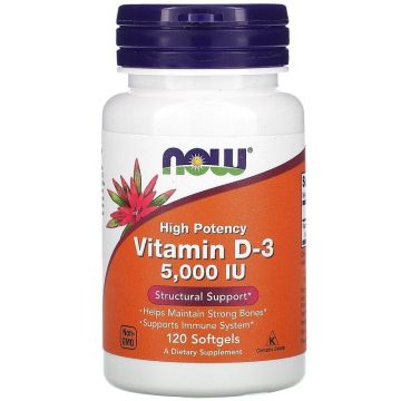 Витамин D-3 5000IU х120 капсули Now Foods
