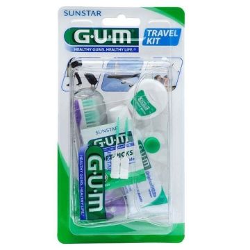 Gum Travel Kit Промо комплект Четка за зъби, Паста, Конец и подарък Интердентални четки