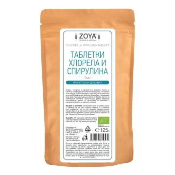 Хлорела и спирулина на таблетки, био х125 г Zoya