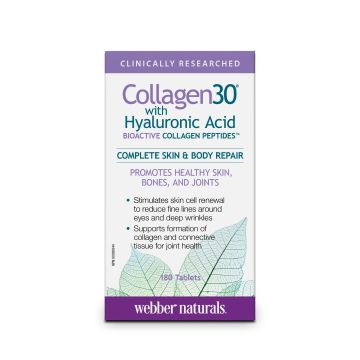 Collagen 30 с хиалуронова киселина за красива кожа и здрави кости х180 таблетки Webber Naturals