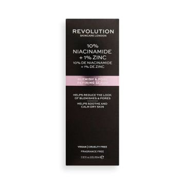 Revolution Skincare 10% Niacinamide + 1% Zink Серум за лице против петна и пори с ниацинамид и цинк x60 мл