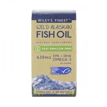 Wiley’s Finest Wild Alaskan Fish Oil Easy Swallow Minis Рибено масло Омега 3 450 мг х60 мини капсули