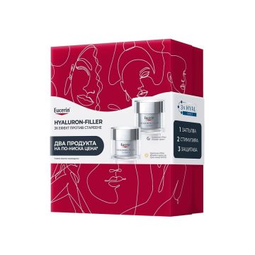 Eucerin Hyaluron-Filler Комплект 3x ефект против стареене Дневен и нощен крем за лице