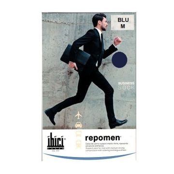 Ibici Repomen Business Sock Еластични мъжки чорапи за разширени вени с ликра и със средно-силна компресия, цвят Blu, размер M х1 брой