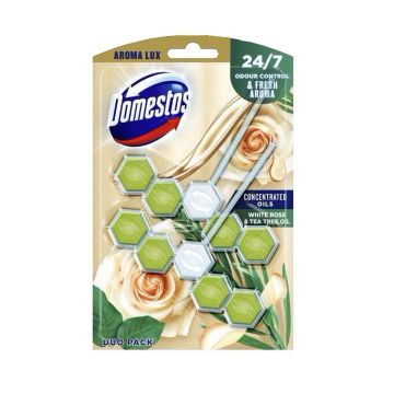 Domestos Твърдо тоалетно блокче с аромат рози и масло от чаено дърво 2х50 грама