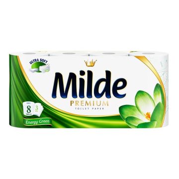 Milde Premium Energy Green Ароматизирана трипластова тоалетна хартия х8 броя
