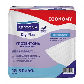 Septona Dry Plus Economy Абсорбиращи чаршафи за възрастни с инконтиненция, 90 х 60 см х15 броя
