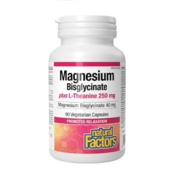 Магнезий бисглицинат 40 mg с Л-теанин 250 mg х90 капсули Natural Factors