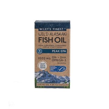 Wiley’s Finest Wild Alaskan Fish Oil Peak EPA Рибено масло за повече Омега 3 в тялото 1250 мг х30 капсули