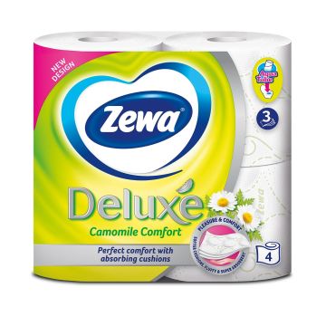 Zewa Deluxe Camomile Comfort Тоалетна хартия с аромат на лайка x4 броя