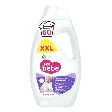 Teo Bebe Gentle & Clean Lavender Течен перилен препарат за бебешки и детски дрехи x2.7 л, 60 пранета