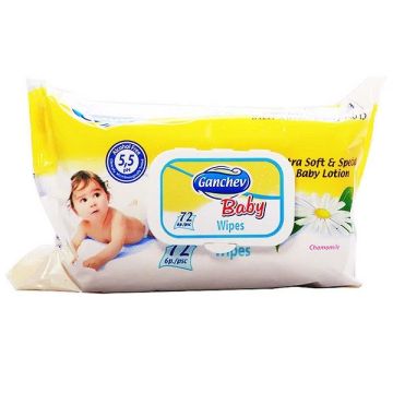 Ganchev Baby Wipes Chamomile Влажни бебешки кърпички x72 броя