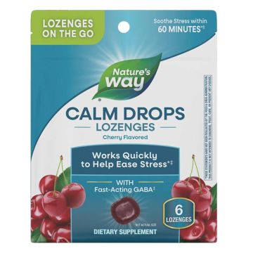 Calm Drops с ГАБА, с вкус на череша 100 mg х6 таблетки за смучене Nature’s Way