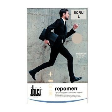 Ibici Repomen Business Sock Еластични мъжки чорапи за разширени вени  с ликра и със средно-силна компресия, цвят Ecru, размер L х1 брой