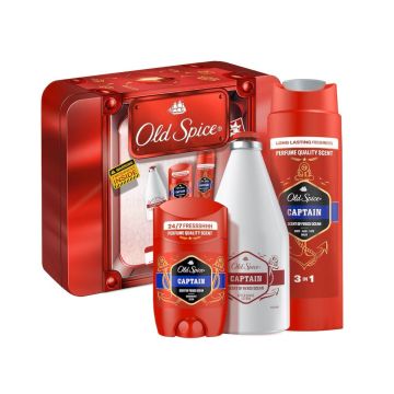 Old Spice Промо комплект за мъже Captain Душ гел, Део стик и Афтършейв лосион в метална кутия