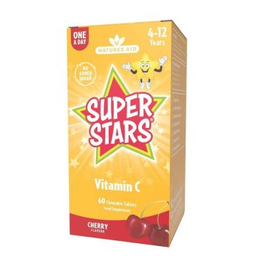 Super Stars Витамин C за деца x60 дъвчащи таблетки, Natures Aid