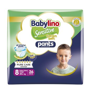 Babylino Sensitive 8 XXL Пелени-гащи за бебета и деца над 20 килограма x26 броя