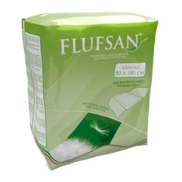 Flufsan Абсорбиращи чаршафи за възрастни с инконтиненция, размер 80 х 180 х15 броя