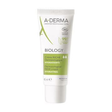 A-Derma Biology Дерматологичен хидратиращ богат крем за уязвима кожа х40 мл