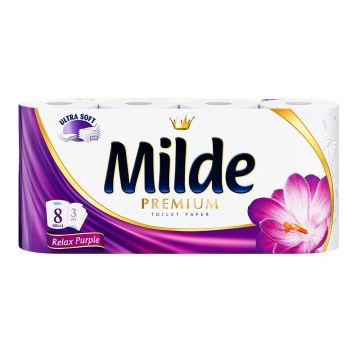 Milde Premium Relax Purple Ароматизирана трипластова тоалетна хартия х8 броя