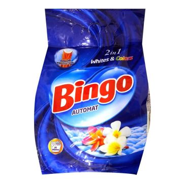 Bingo White & Colors 2in1 Прах за цветно и бяло пране x2 кг, 20 пранета