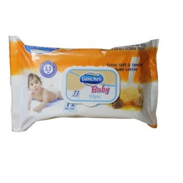 Ganchev Baby Wipes Milk and Honey Влажни бебешки кърпички x72 броя