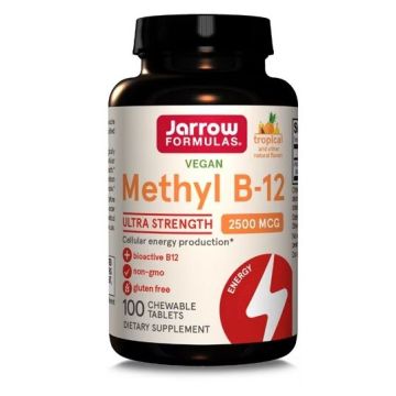 Methyl B-12 Метилкобаламин (метил B-12), 2500 мкг с вкус на тропически плодове x100 дражета, Jarrow