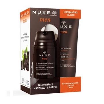 Nuxe Men Промо комплект за мъже Хидратиращ гел за лице за чувствителна кожа и Мултифункционален душ гел