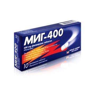 Миг 400 при болка и висока температура 400 мг х10 таблетки Berlin-Chemie