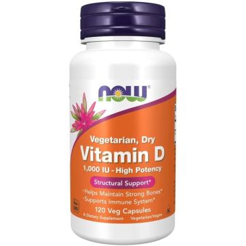 Vitamin D, вегетариански 1000IU х120 веган капсули Now Foods
