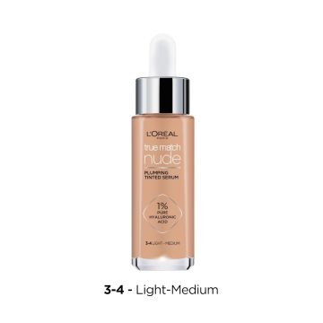 Loreal Paris True Match Nude Plumping Тониращ серум за лице с хиалуронова киселина, цвят 3-4