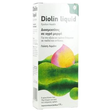 Diolin Liquid Диосмектит при остра и хронична диария, с аромат на лимон 6 сашета х15 грама Epsilon Health